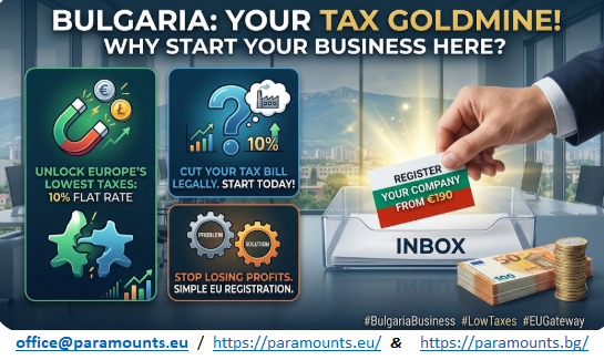 Intro & Quick Overview  
A short summary of what an OOD (limited liability company) and EOOD (single‑member LLC) are, why entrepreneurs choose Bulgaria (low corporate tax rate, EU access), and what this video covers.

https://paramounts.bg/en/services-for-companies-in-bulgaria/company-incorporation-in-bulgaria/


03:10 — Chapter 1: Choosing the Right Company Type  
What distinguishes OOD vs EOOD; pros and cons for foreign founders; minimum capital requirements; shareholder and director roles; when to use nominee services; residency considerations for directors.

https://paramounts.bg/en/services-for-companies-in-bulgaria/company-incorporation-in-bulgaria/

09:45 — Chapter 2: Step‑by‑Step Incorporation Process  
Practical checklist: name reservation, notarized documents, company address, registration with the Commercial Register, opening a bank account, depositing share capital, and obtaining a BULSTAT number and VAT registration triggers. 

https://paramounts.bg/en/services-for-companies-in-bulgaria/taxes/

Tips to speed up the process and common pitfalls to avoid.

https://paramounts.bg/en/services-for-companies-in-bulgaria/taxes/

https://paramounts.bg/en/home/